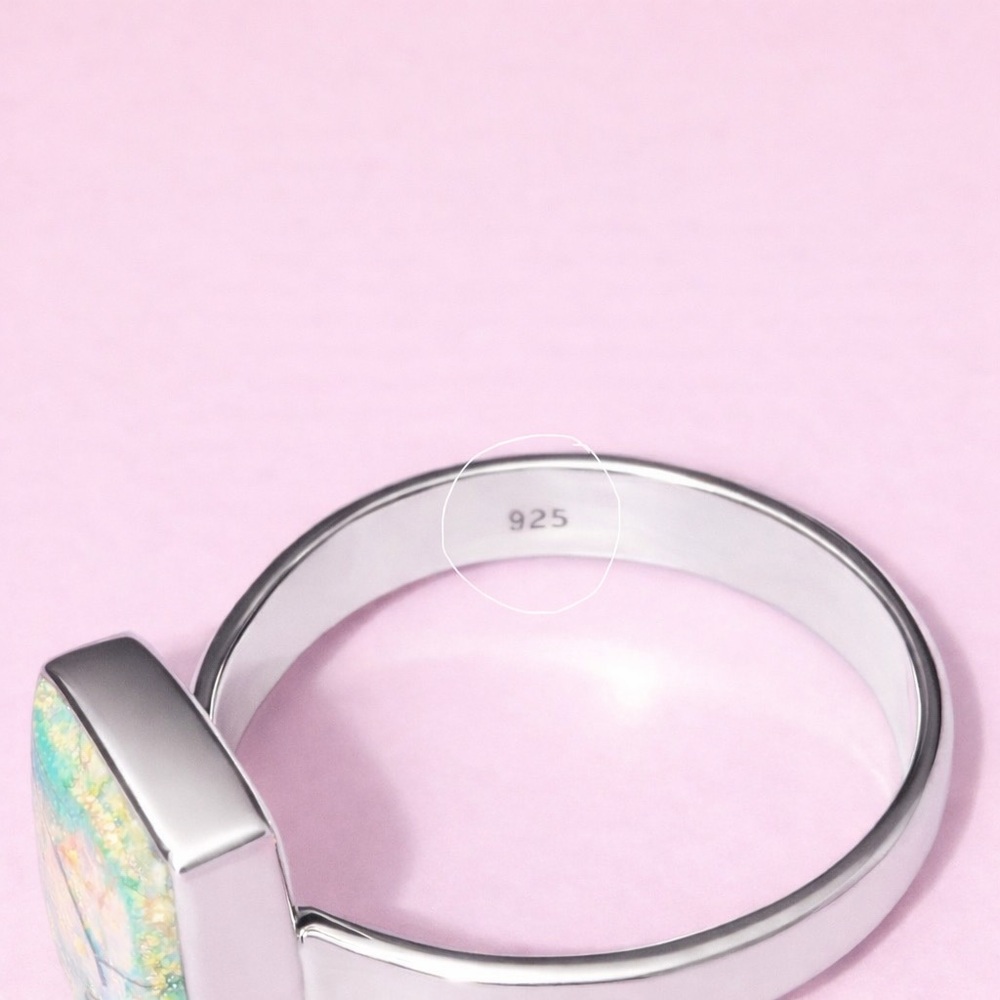 Rectangular Fire Opal~ Rainbow Flash Iridescent S… - image 6